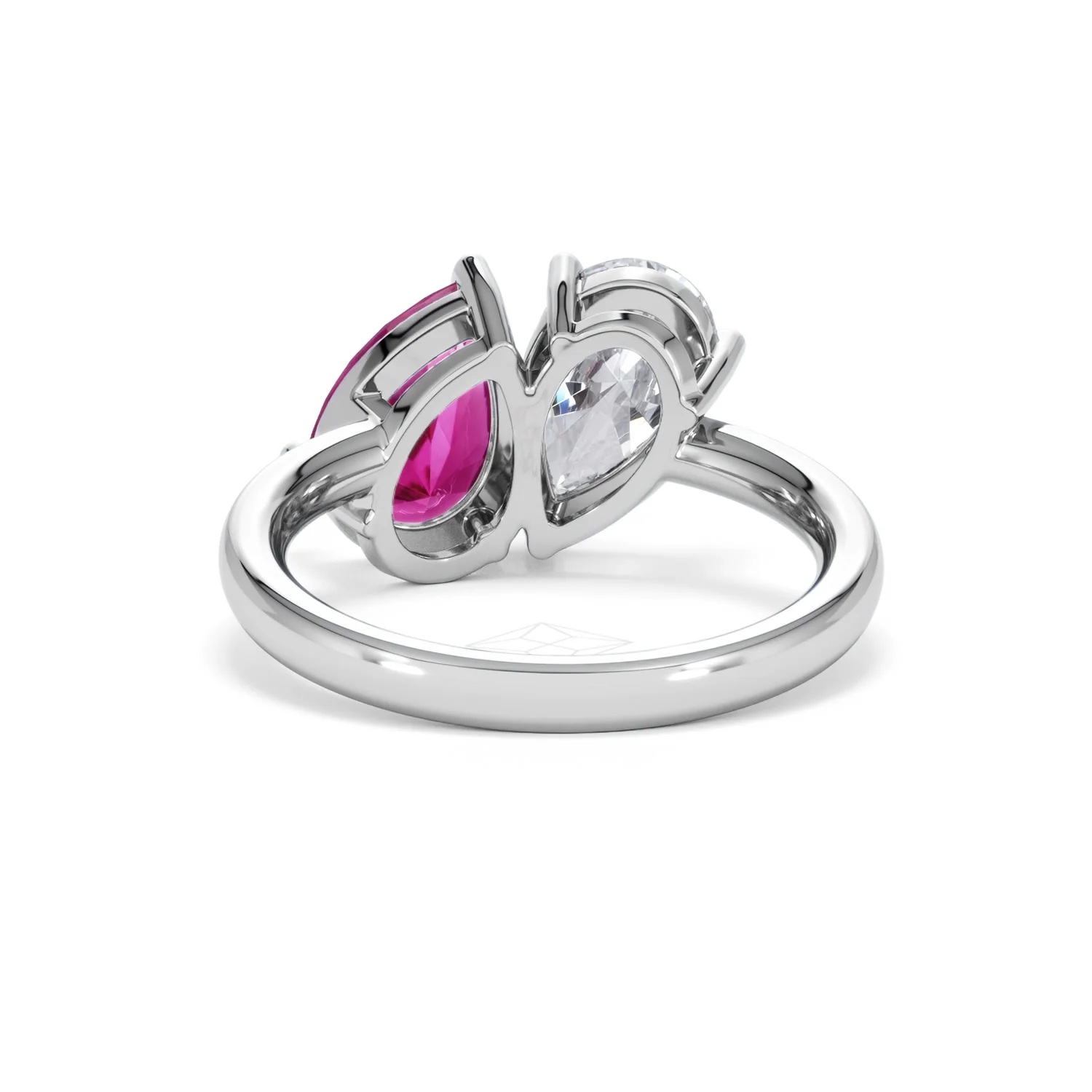 Toi Et Moi 1.50ct Pear Lab Diamond and 2.60ct Pear Lab Ruby Engagement Ring in Platinum - Image 50