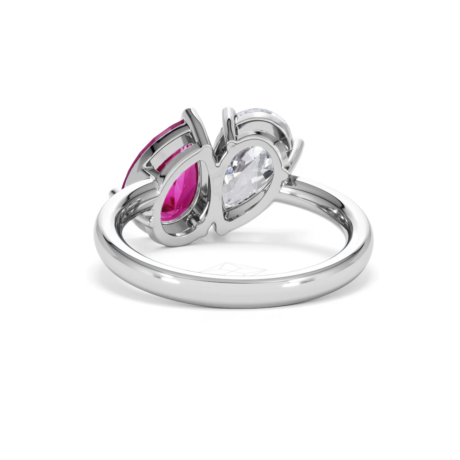 Toi Et Moi 1.50ct Pear Lab Diamond and 2.60ct Pear Lab Ruby Engagement Ring in Platinum - Image 51