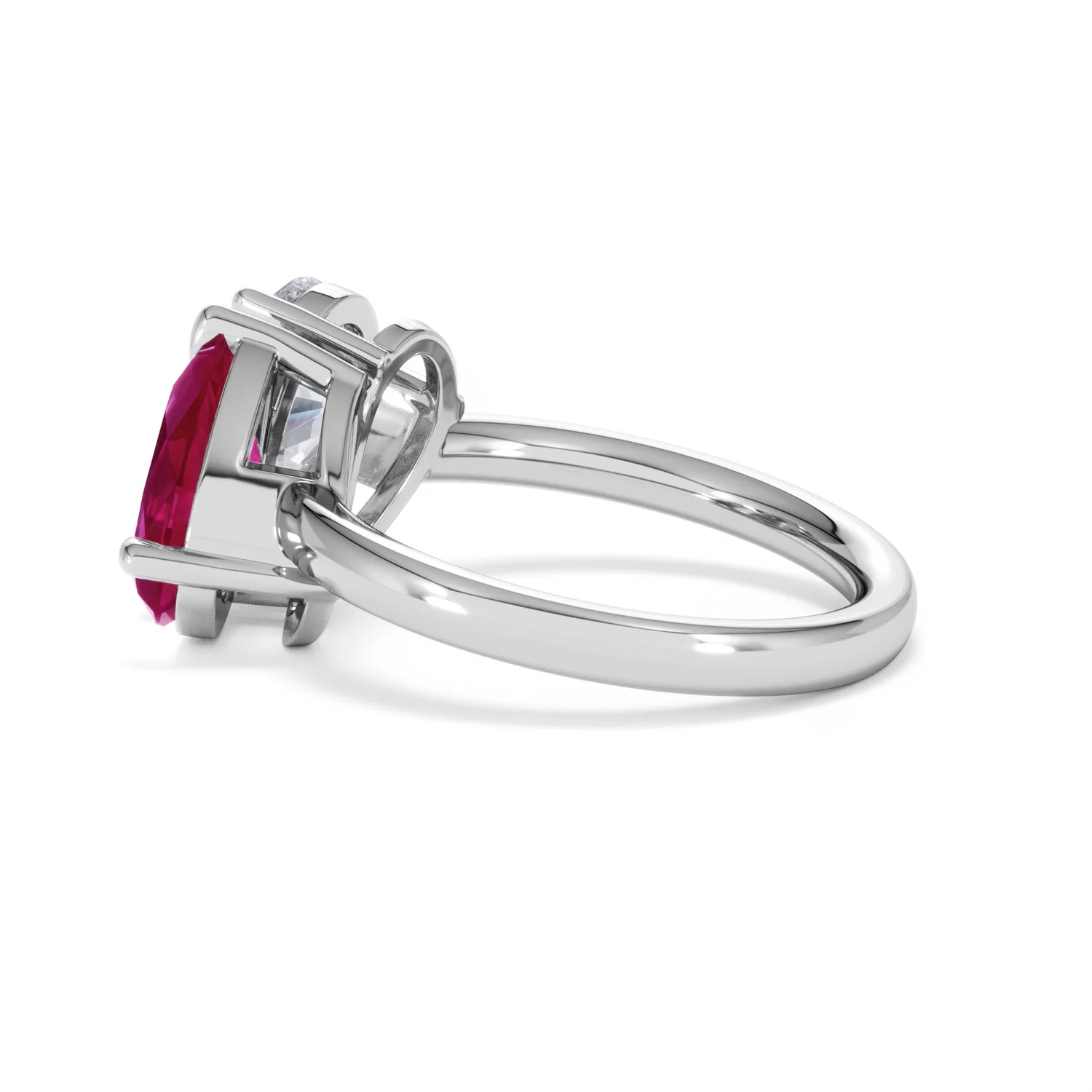 Toi Et Moi 1.50ct Pear Lab Diamond and 2.60ct Pear Lab Ruby Engagement Ring in Platinum - Image 65