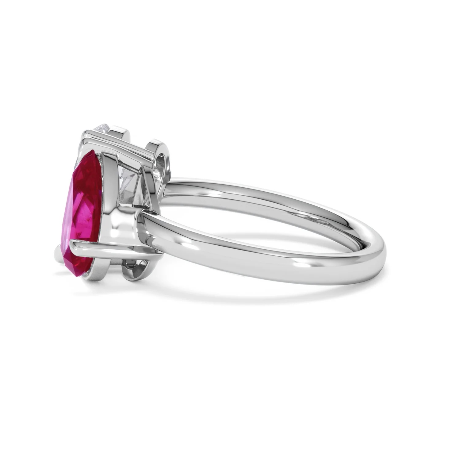 Toi Et Moi 1.50ct Pear Lab Diamond and 2.60ct Pear Lab Ruby Engagement Ring in Platinum - Image 69