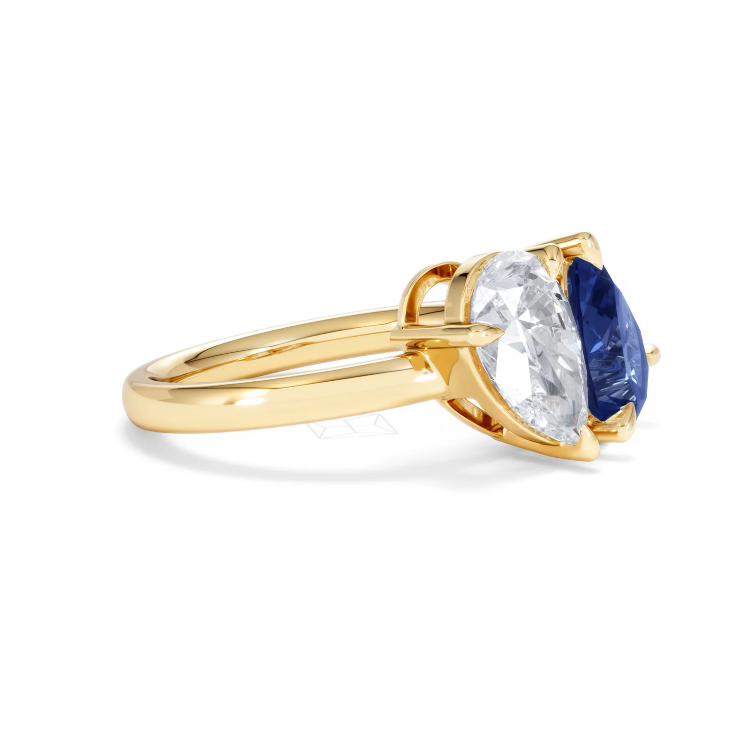 Toi Et Moi 1.50ct Pear Lab Diamond and 2.60ct Pear Lab Sapphire Engagement Ring in 18K Yellow Gold - Image 21
