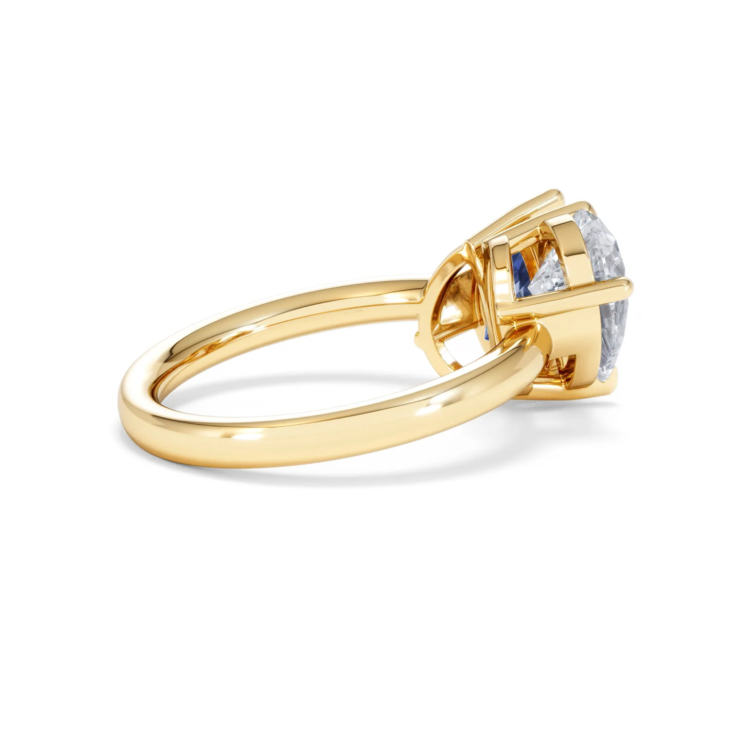 Toi Et Moi 1.50ct Pear Lab Diamond and 2.60ct Pear Lab Sapphire Engagement Ring in 18K Yellow Gold - Image 33