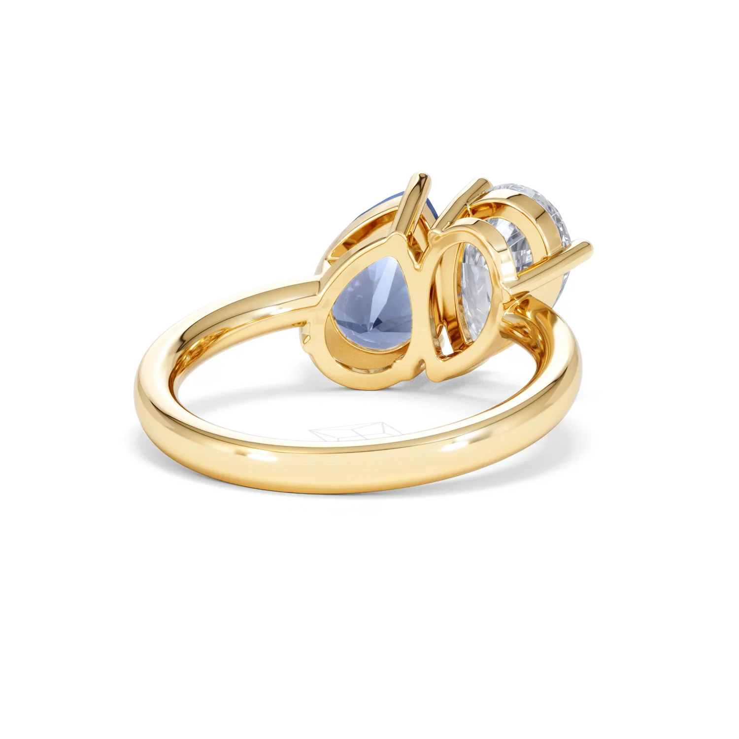 Toi Et Moi 1.50ct Pear Lab Diamond and 2.60ct Pear Lab Sapphire Engagement Ring in 18K Yellow Gold - Image 43