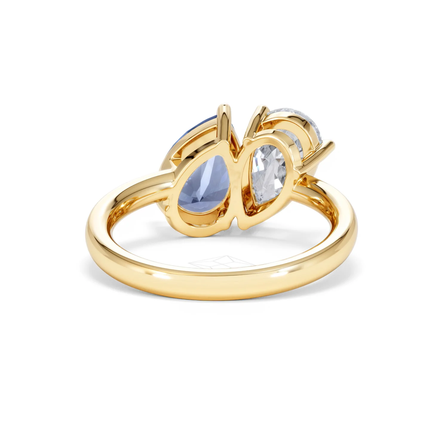 Toi Et Moi 1.50ct Pear Lab Diamond and 2.60ct Pear Lab Sapphire Engagement Ring in 18K Yellow Gold - Image 46