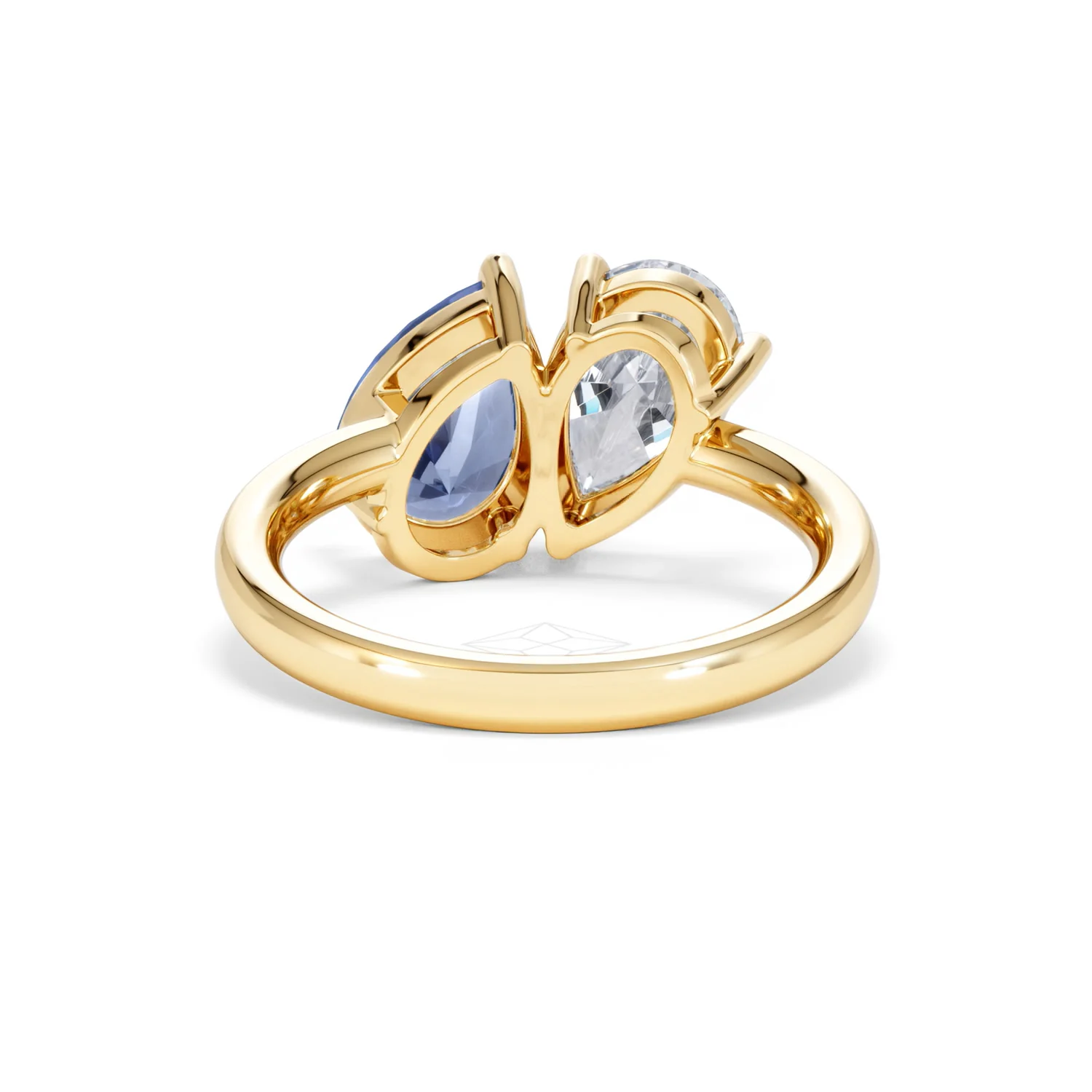 Toi Et Moi 1.50ct Pear Lab Diamond and 2.60ct Pear Lab Sapphire Engagement Ring in 18K Yellow Gold - Image 48