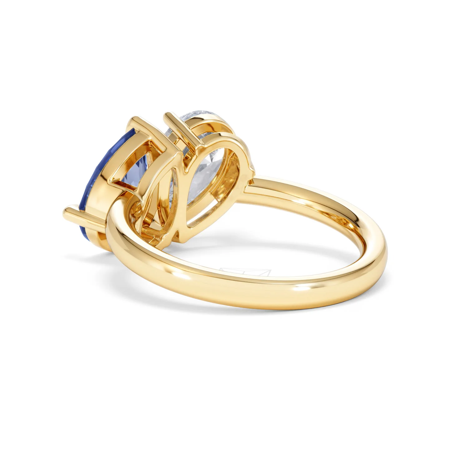 Toi Et Moi 1.50ct Pear Lab Diamond and 2.60ct Pear Lab Sapphire Engagement Ring in 18K Yellow Gold - Image 56