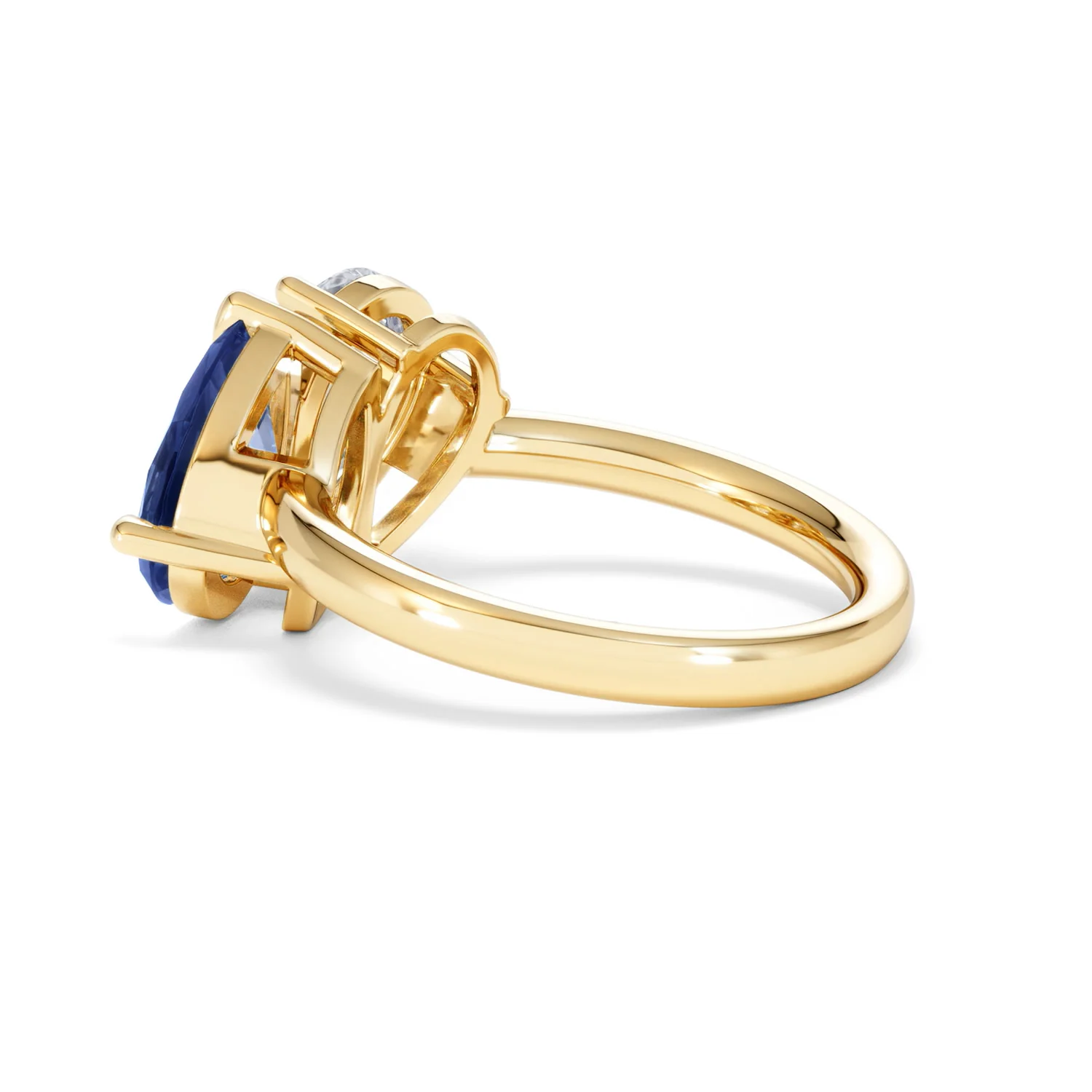 Toi Et Moi 1.50ct Pear Lab Diamond and 2.60ct Pear Lab Sapphire Engagement Ring in 18K Yellow Gold - Image 61