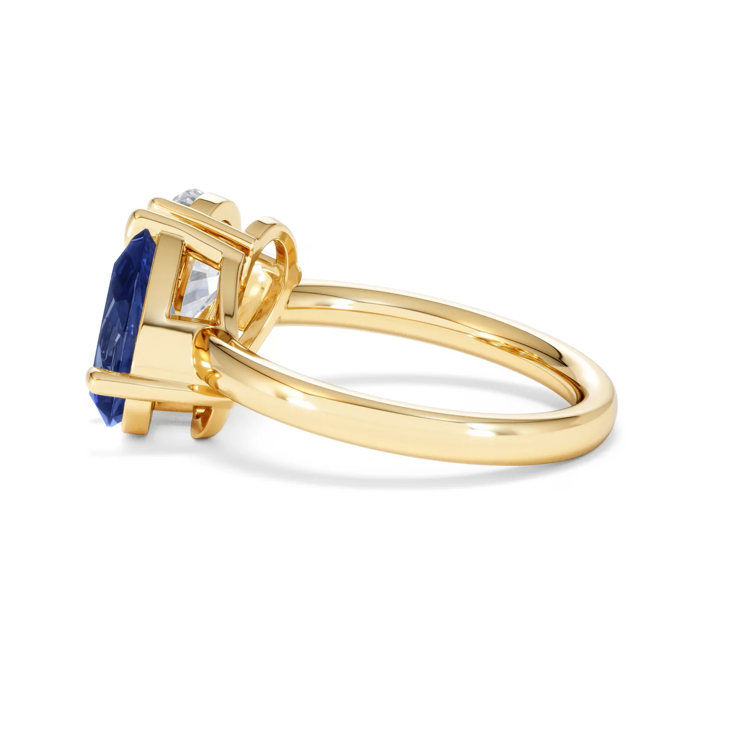 Toi Et Moi 1.50ct Pear Lab Diamond and 2.60ct Pear Lab Sapphire Engagement Ring in 18K Yellow Gold - Image 65