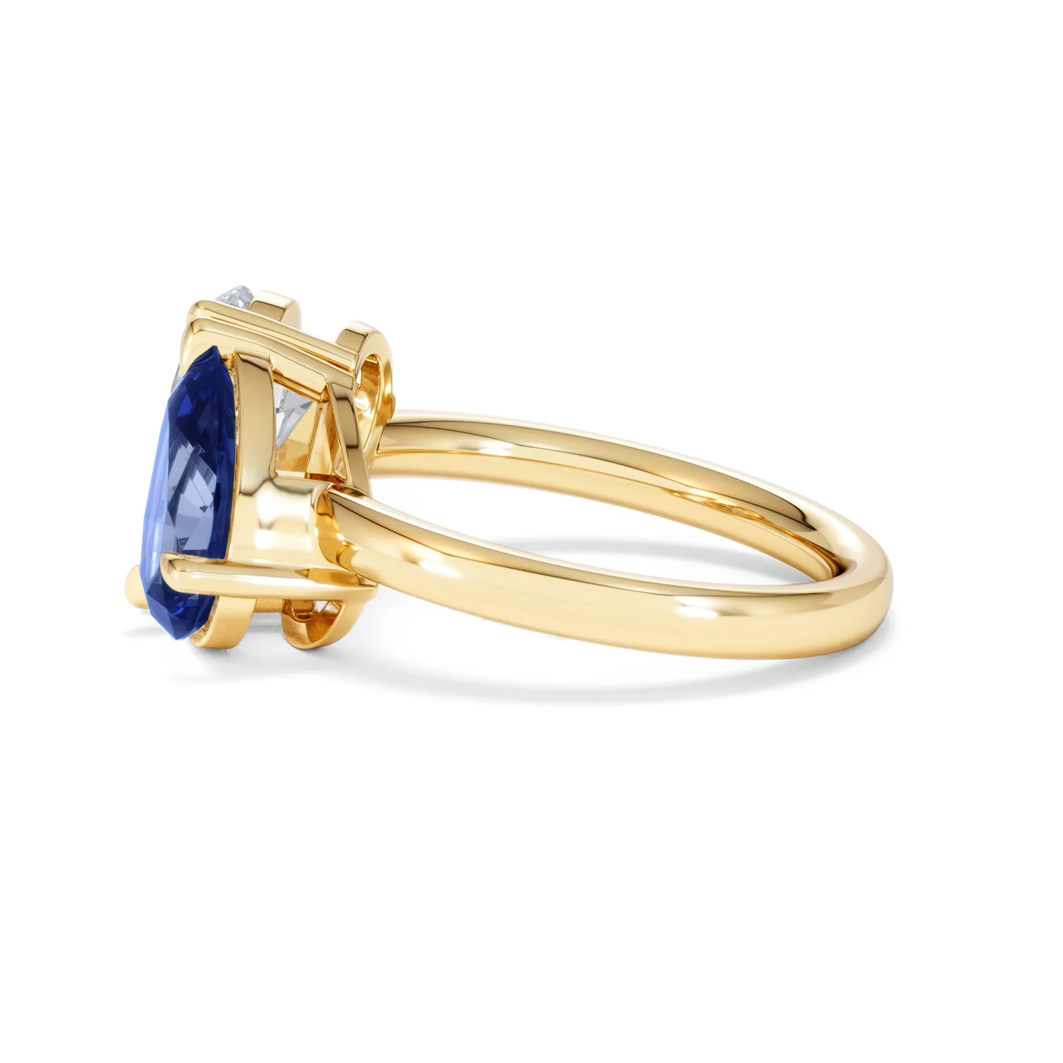 Toi Et Moi 1.50ct Pear Lab Diamond and 2.60ct Pear Lab Sapphire Engagement Ring in 18K Yellow Gold - Image 68