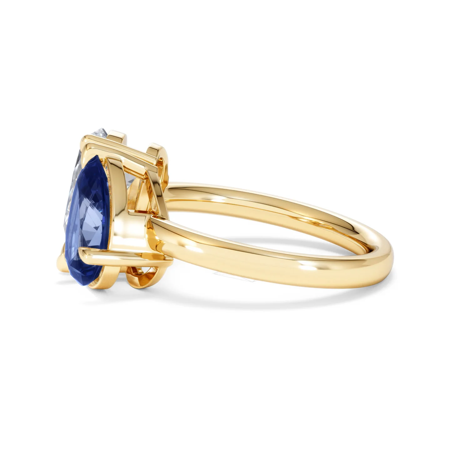 Toi Et Moi 1.50ct Pear Lab Diamond and 2.60ct Pear Lab Sapphire Engagement Ring in 18K Yellow Gold - Image 69