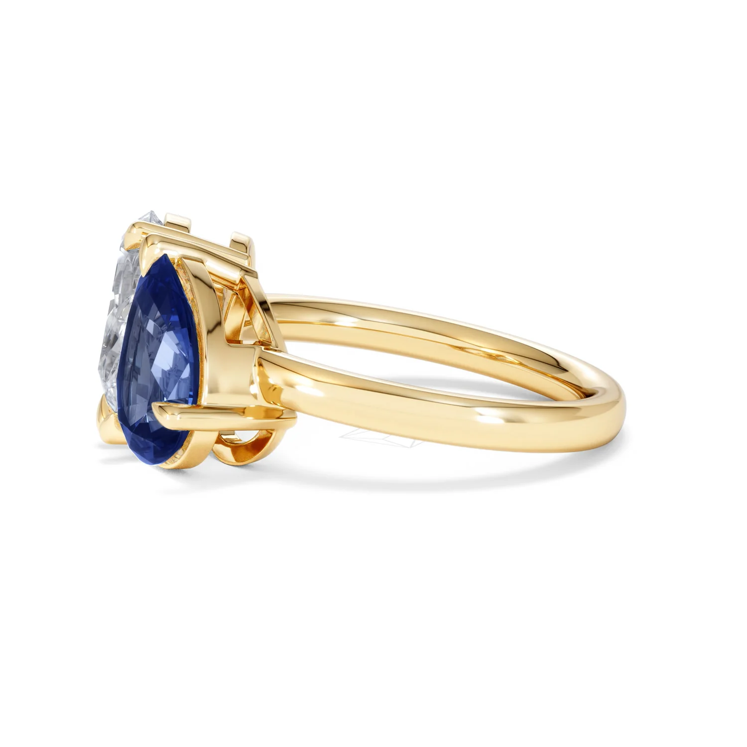 Toi Et Moi 1.50ct Pear Lab Diamond and 2.60ct Pear Lab Sapphire Engagement Ring in 18K Yellow Gold - Image 71