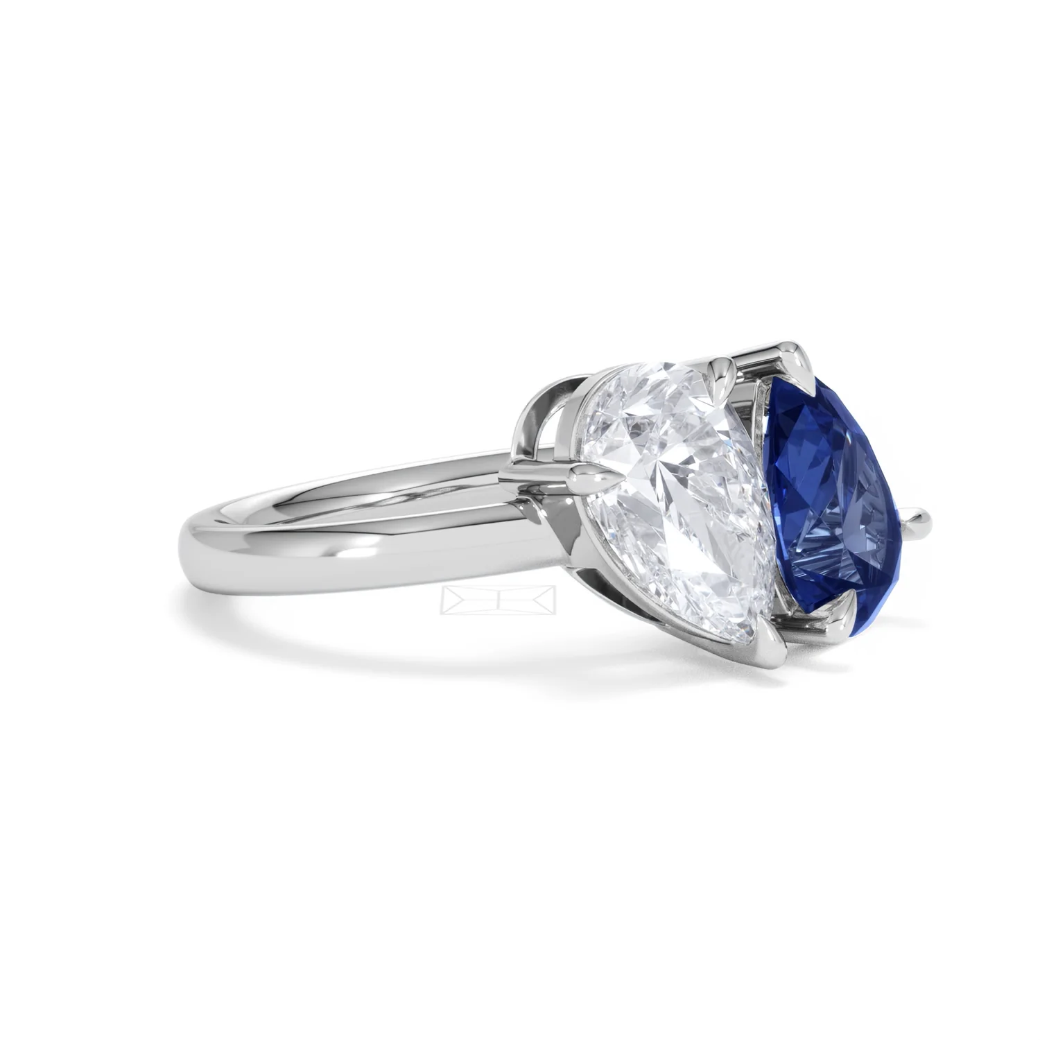 Toi Et Moi 1.50ct Pear Lab Diamond and 2.60ct Pear Lab Sapphire Engagement Ring in Platinum - Image 18