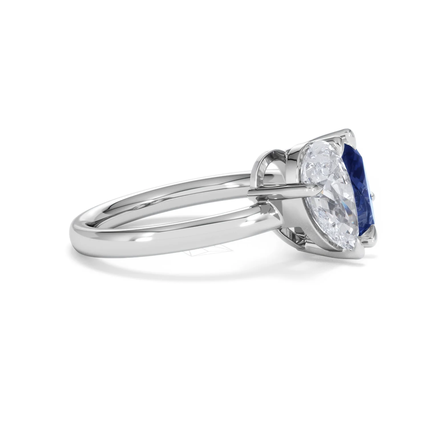 Toi Et Moi 1.50ct Pear Lab Diamond and 2.60ct Pear Lab Sapphire Engagement Ring in Platinum - Image 24