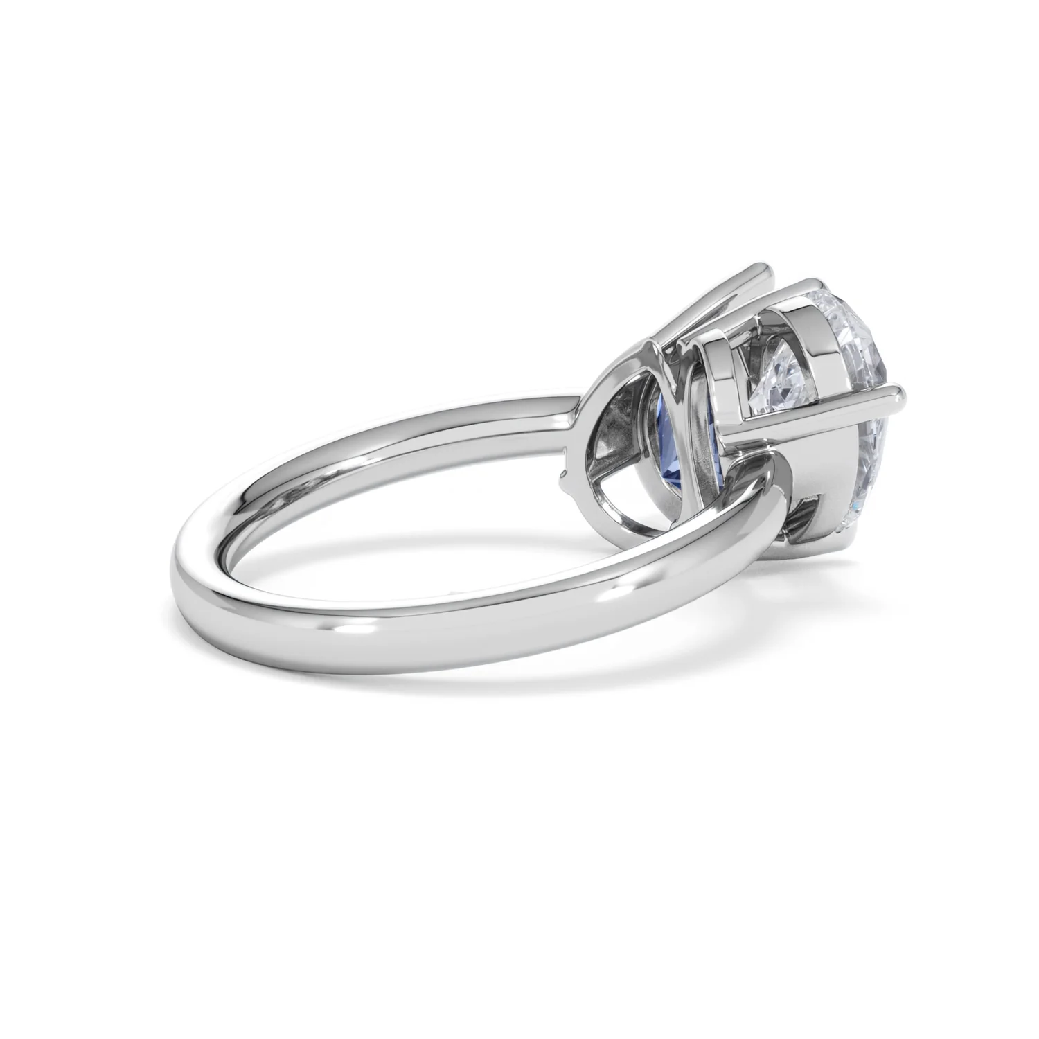Toi Et Moi 1.50ct Pear Lab Diamond and 2.60ct Pear Lab Sapphire Engagement Ring in Platinum - Image 35