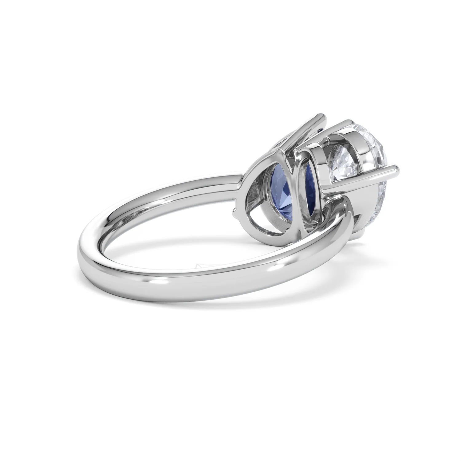Toi Et Moi 1.50ct Pear Lab Diamond and 2.60ct Pear Lab Sapphire Engagement Ring in Platinum - Image 37