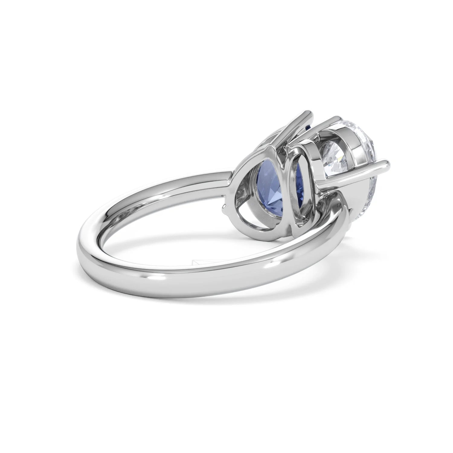 Toi Et Moi 1.50ct Pear Lab Diamond and 2.60ct Pear Lab Sapphire Engagement Ring in Platinum - Image 38