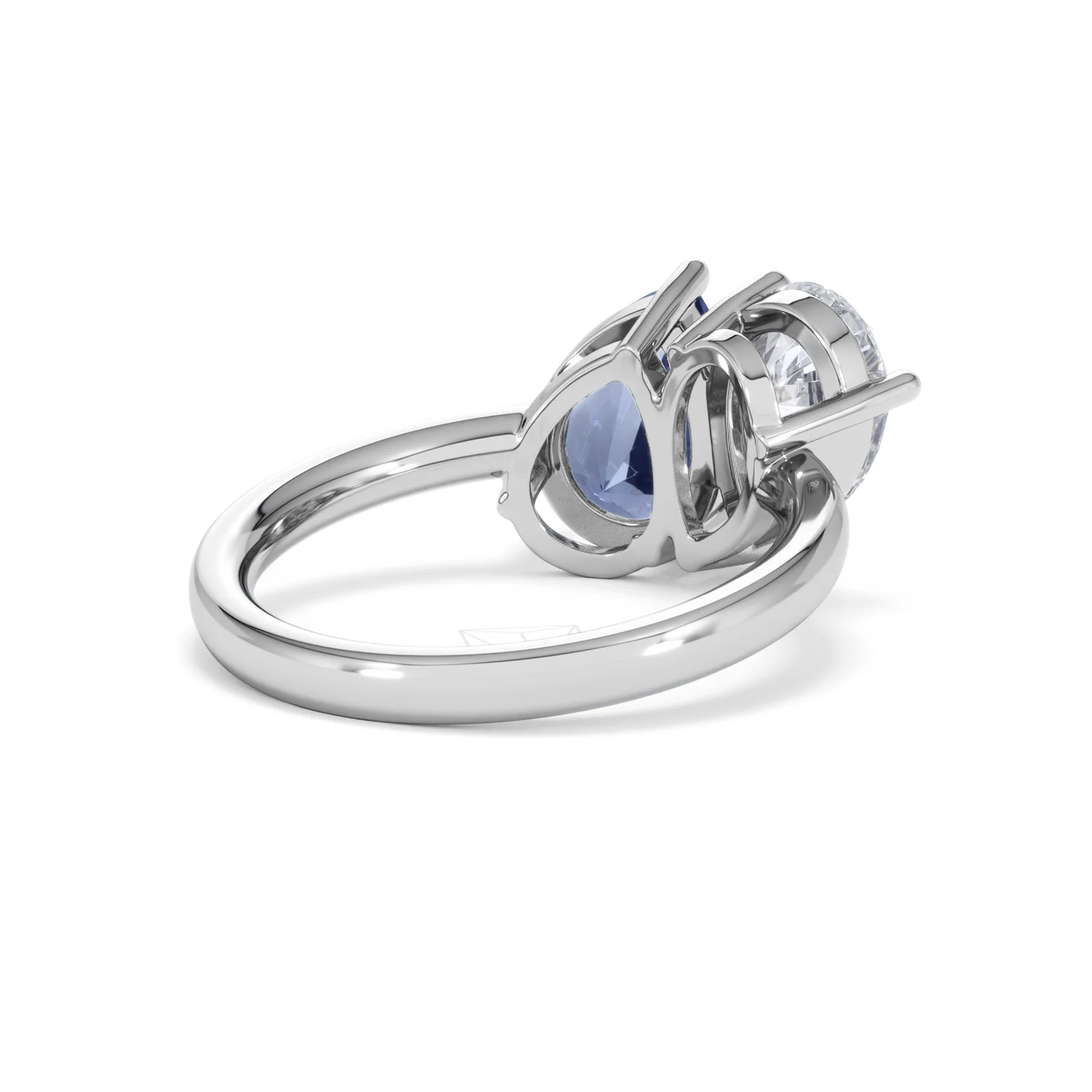 Toi Et Moi 1.50ct Pear Lab Diamond and 2.60ct Pear Lab Sapphire Engagement Ring in Platinum - Image 40