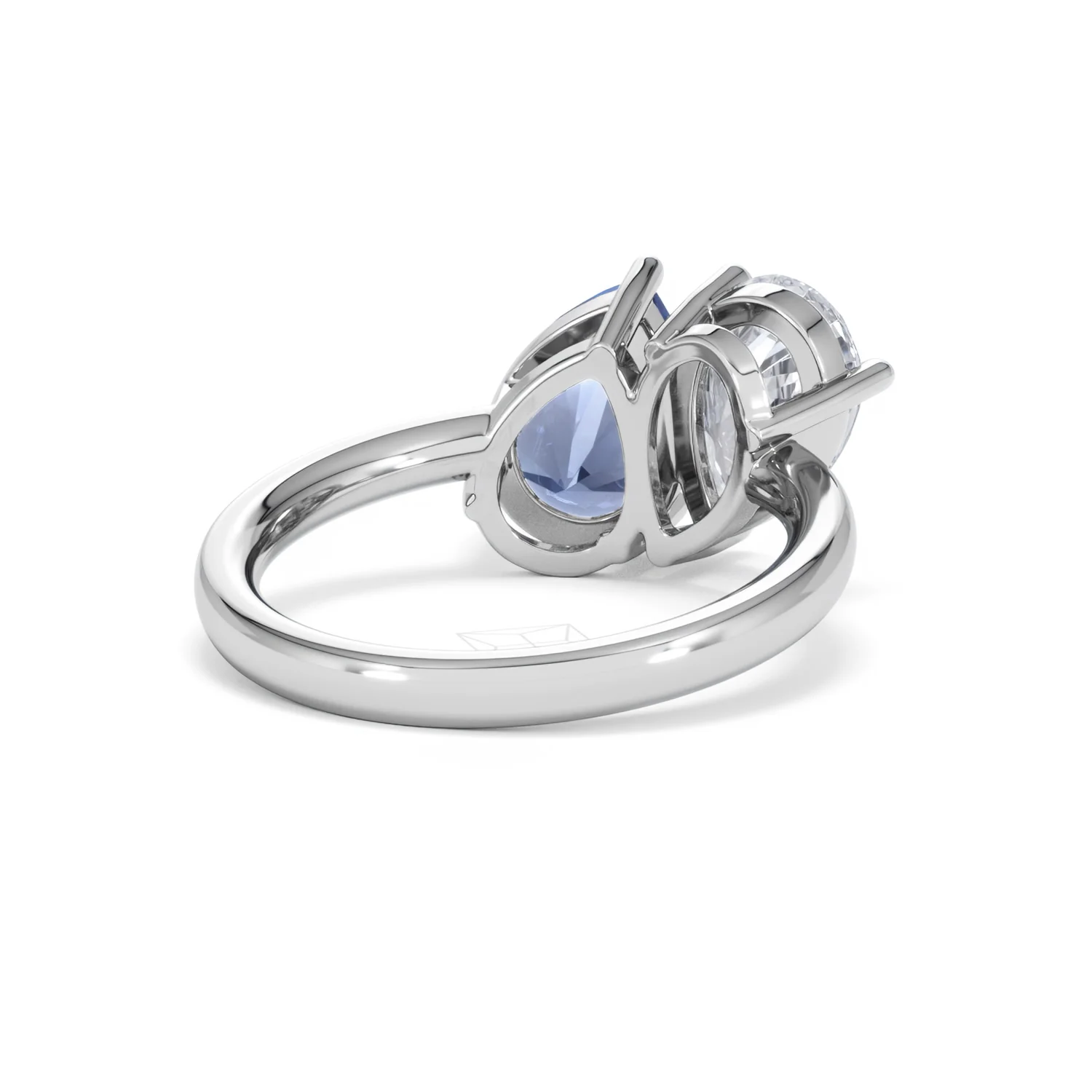 Toi Et Moi 1.50ct Pear Lab Diamond and 2.60ct Pear Lab Sapphire Engagement Ring in Platinum - Image 42