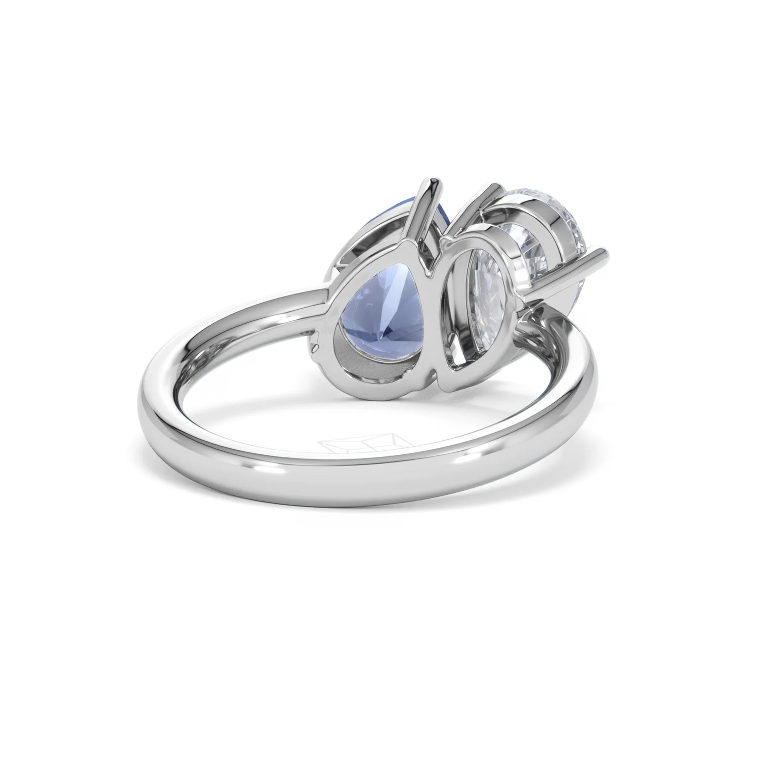 Toi Et Moi 1.50ct Pear Lab Diamond and 2.60ct Pear Lab Sapphire Engagement Ring in Platinum - Image 43