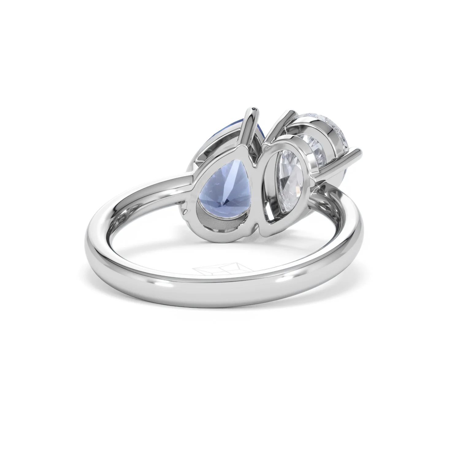 Toi Et Moi 1.50ct Pear Lab Diamond and 2.60ct Pear Lab Sapphire Engagement Ring in Platinum - Image 44