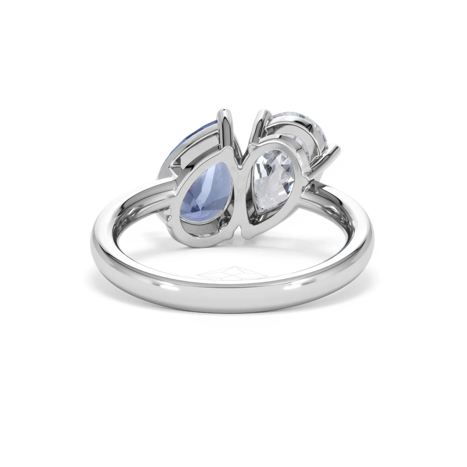 Toi Et Moi 1.50ct Pear Lab Diamond and 2.60ct Pear Lab Sapphire Engagement Ring in Platinum - Image 47