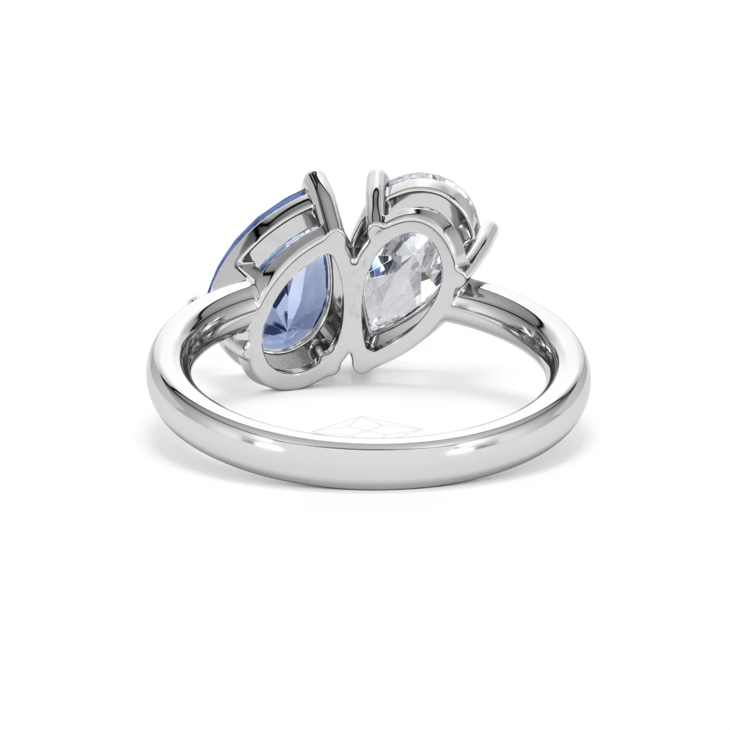 Toi Et Moi 1.50ct Pear Lab Diamond and 2.60ct Pear Lab Sapphire Engagement Ring in Platinum - Image 49