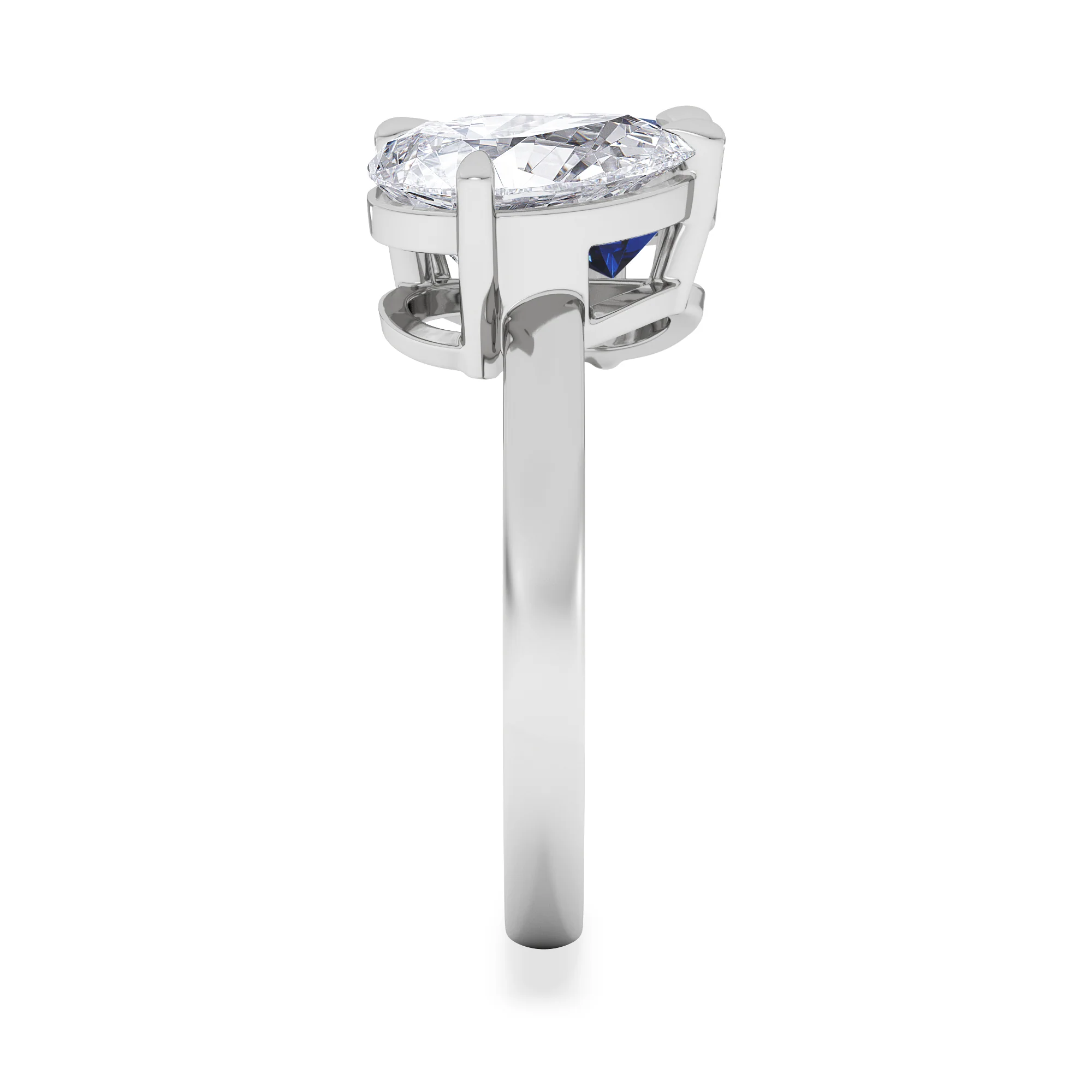 Toi Et Moi 1.50ct Pear Lab Diamond and 2.60ct Pear Lab Sapphire Engagement Ring in Platinum - Image 5