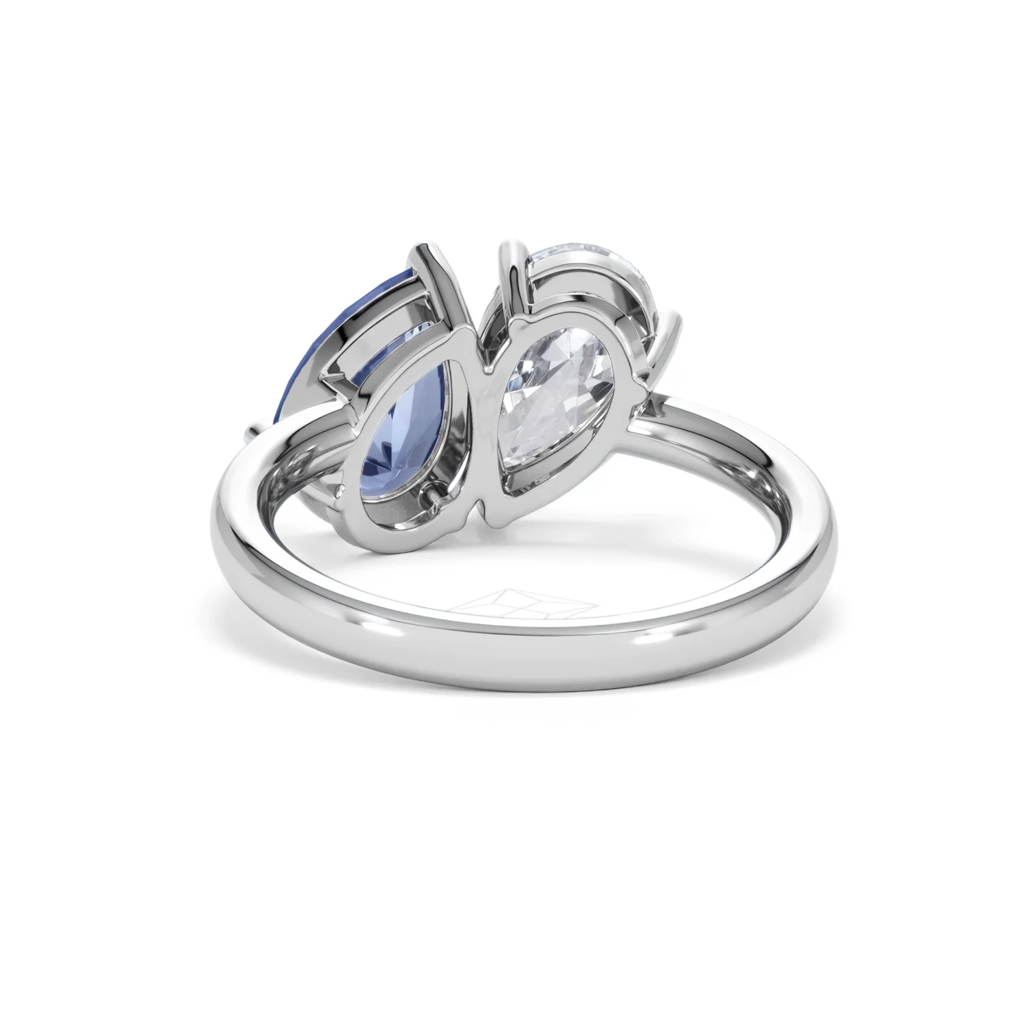 Toi Et Moi 1.50ct Pear Lab Diamond and 2.60ct Pear Lab Sapphire Engagement Ring in Platinum - Image 50