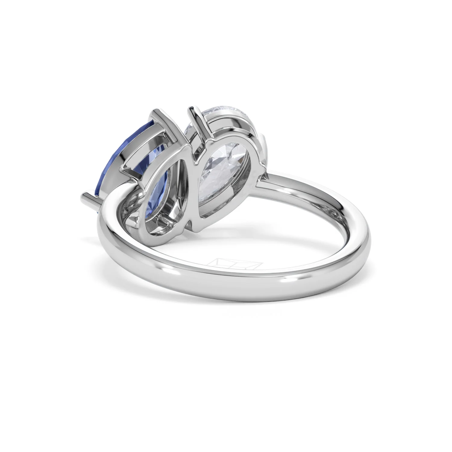 Toi Et Moi 1.50ct Pear Lab Diamond and 2.60ct Pear Lab Sapphire Engagement Ring in Platinum - Image 53