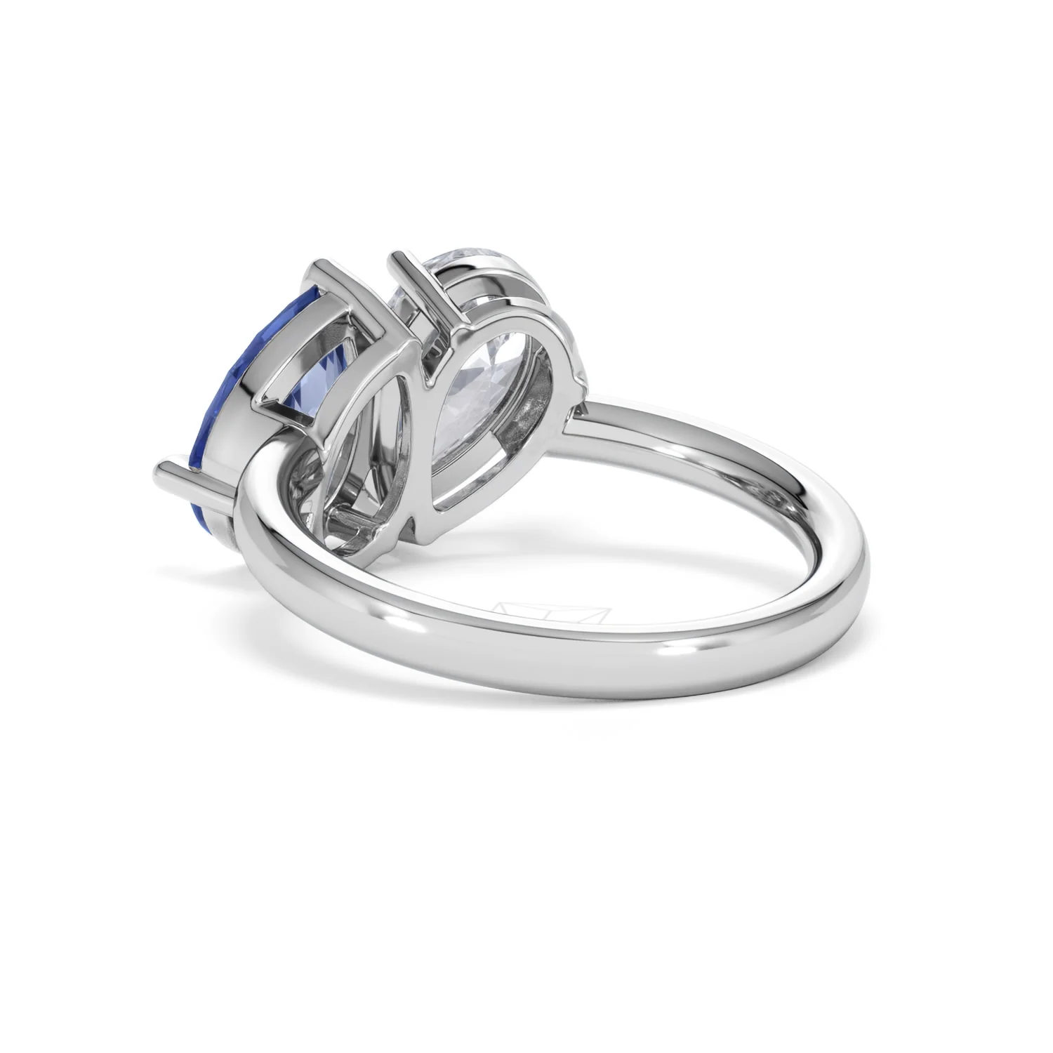 Toi Et Moi 1.50ct Pear Lab Diamond and 2.60ct Pear Lab Sapphire Engagement Ring in Platinum - Image 55