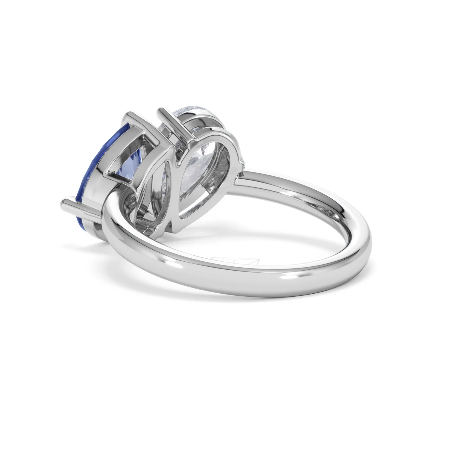 Toi Et Moi 1.50ct Pear Lab Diamond and 2.60ct Pear Lab Sapphire Engagement Ring in Platinum - Image 56