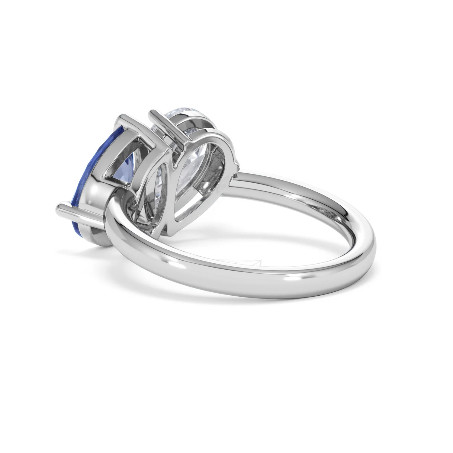 Toi Et Moi 1.50ct Pear Lab Diamond and 2.60ct Pear Lab Sapphire Engagement Ring in Platinum - Image 57