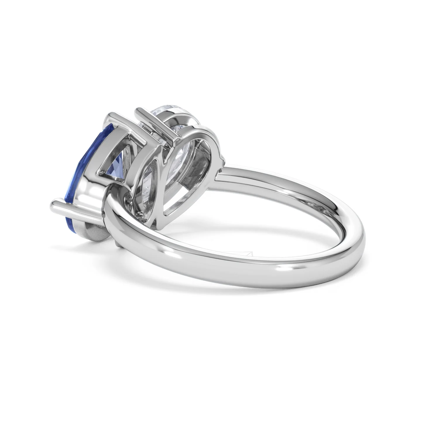 Toi Et Moi 1.50ct Pear Lab Diamond and 2.60ct Pear Lab Sapphire Engagement Ring in Platinum - Image 58
