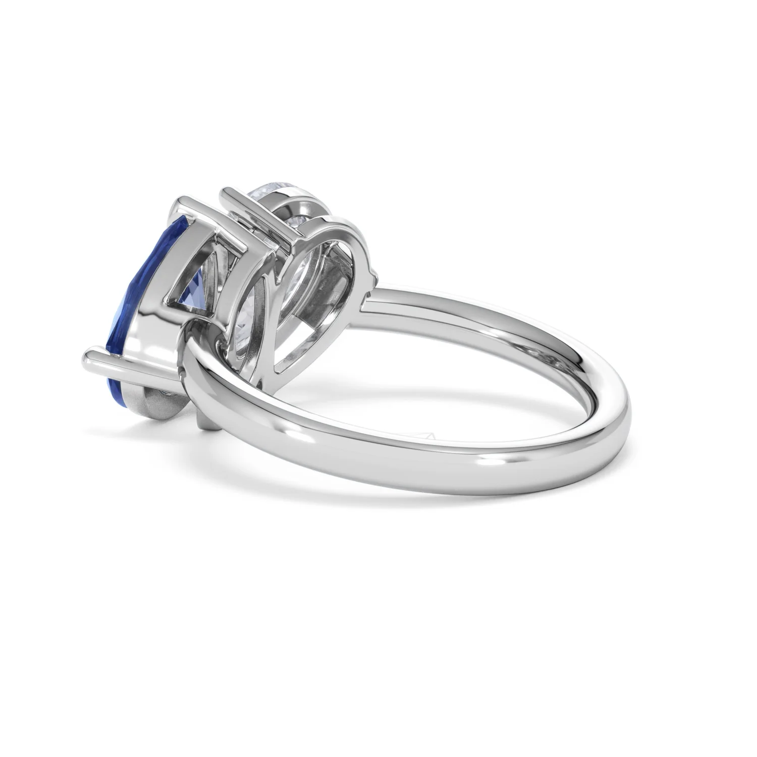 Toi Et Moi 1.50ct Pear Lab Diamond and 2.60ct Pear Lab Sapphire Engagement Ring in Platinum - Image 59