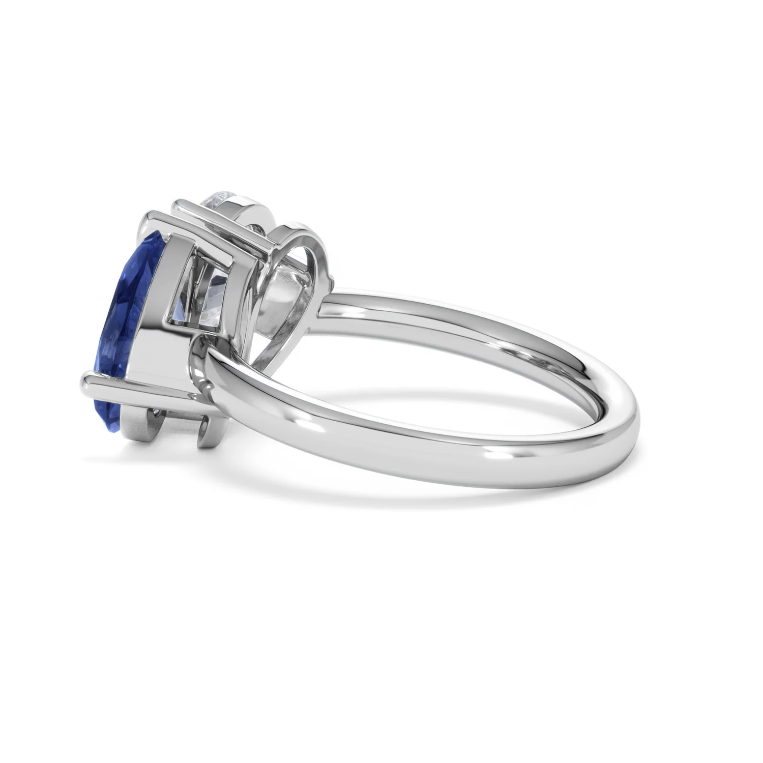 Toi Et Moi 1.50ct Pear Lab Diamond and 2.60ct Pear Lab Sapphire Engagement Ring in Platinum - Image 63