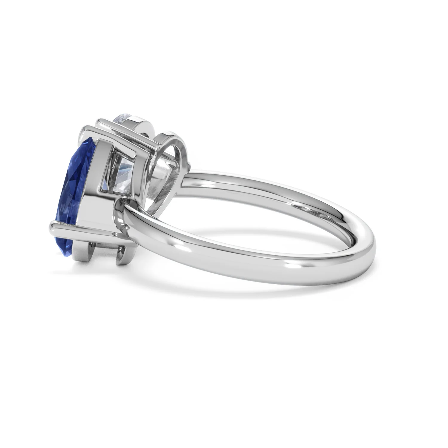 Toi Et Moi 1.50ct Pear Lab Diamond and 2.60ct Pear Lab Sapphire Engagement Ring in Platinum - Image 64