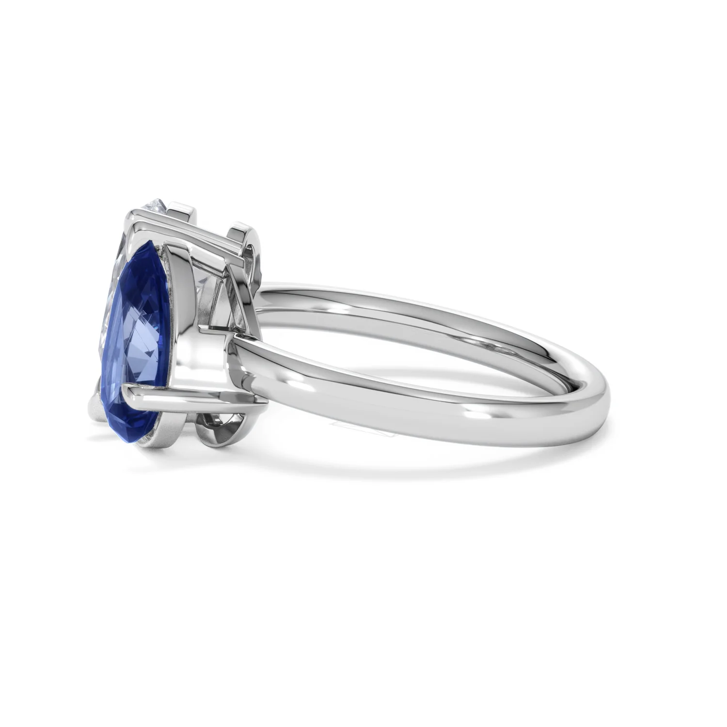 Toi Et Moi 1.50ct Pear Lab Diamond and 2.60ct Pear Lab Sapphire Engagement Ring in Platinum - Image 69