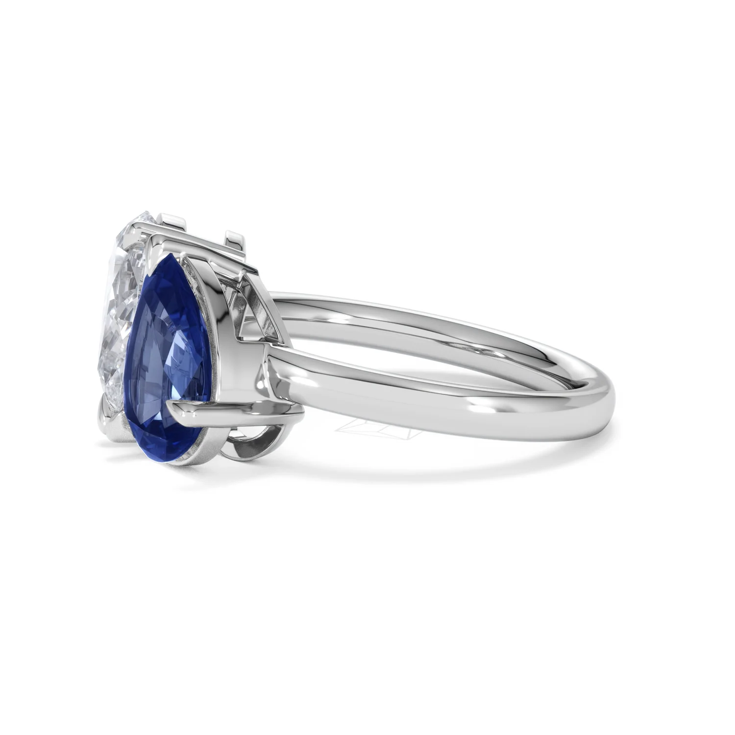 Toi Et Moi 1.50ct Pear Lab Diamond and 2.60ct Pear Lab Sapphire Engagement Ring in Platinum - Image 72