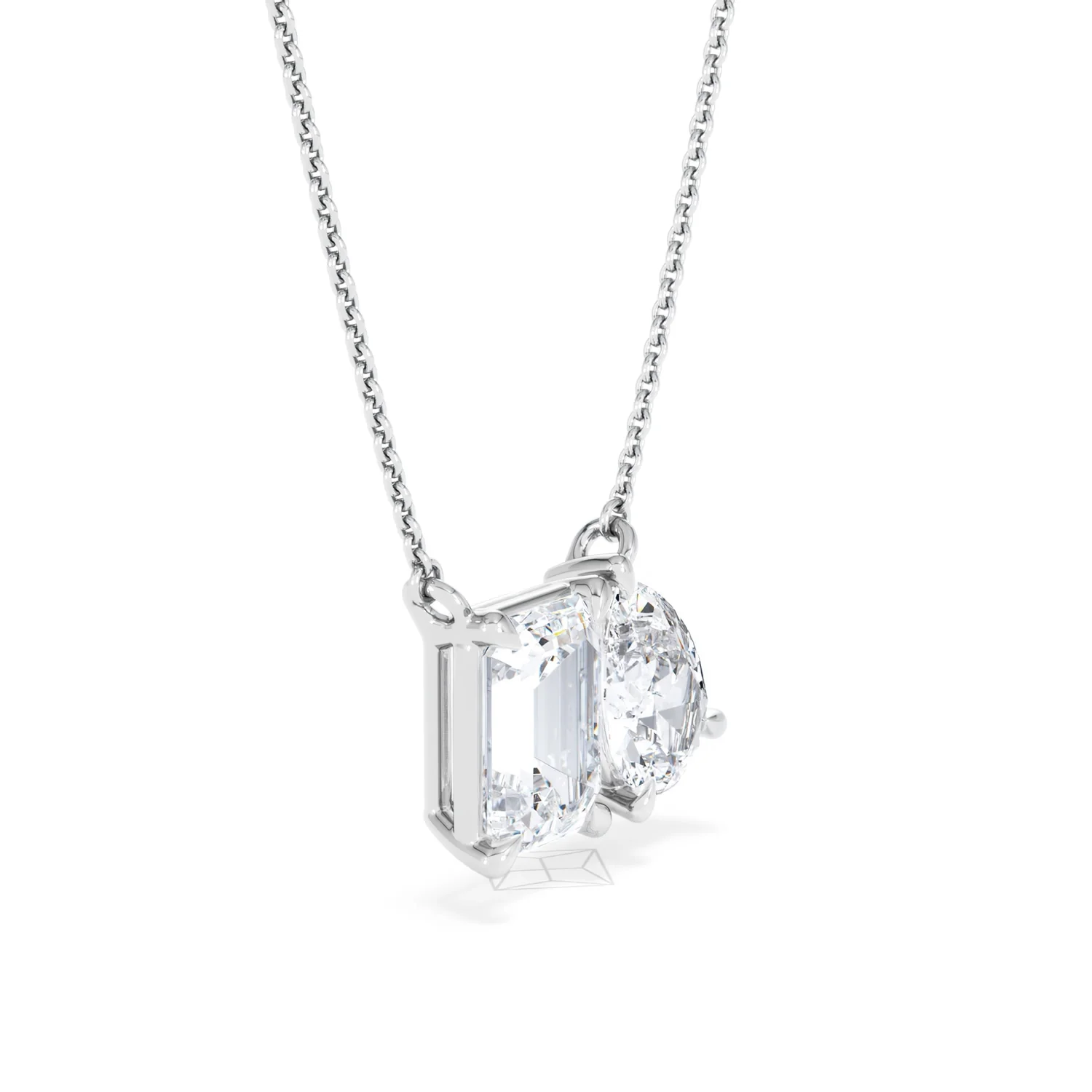 Toi Et Moi 3.00ct Emerald and Pear Cut Lab Diamond 2 Stone Necklace in 18K White Gold - Image 21