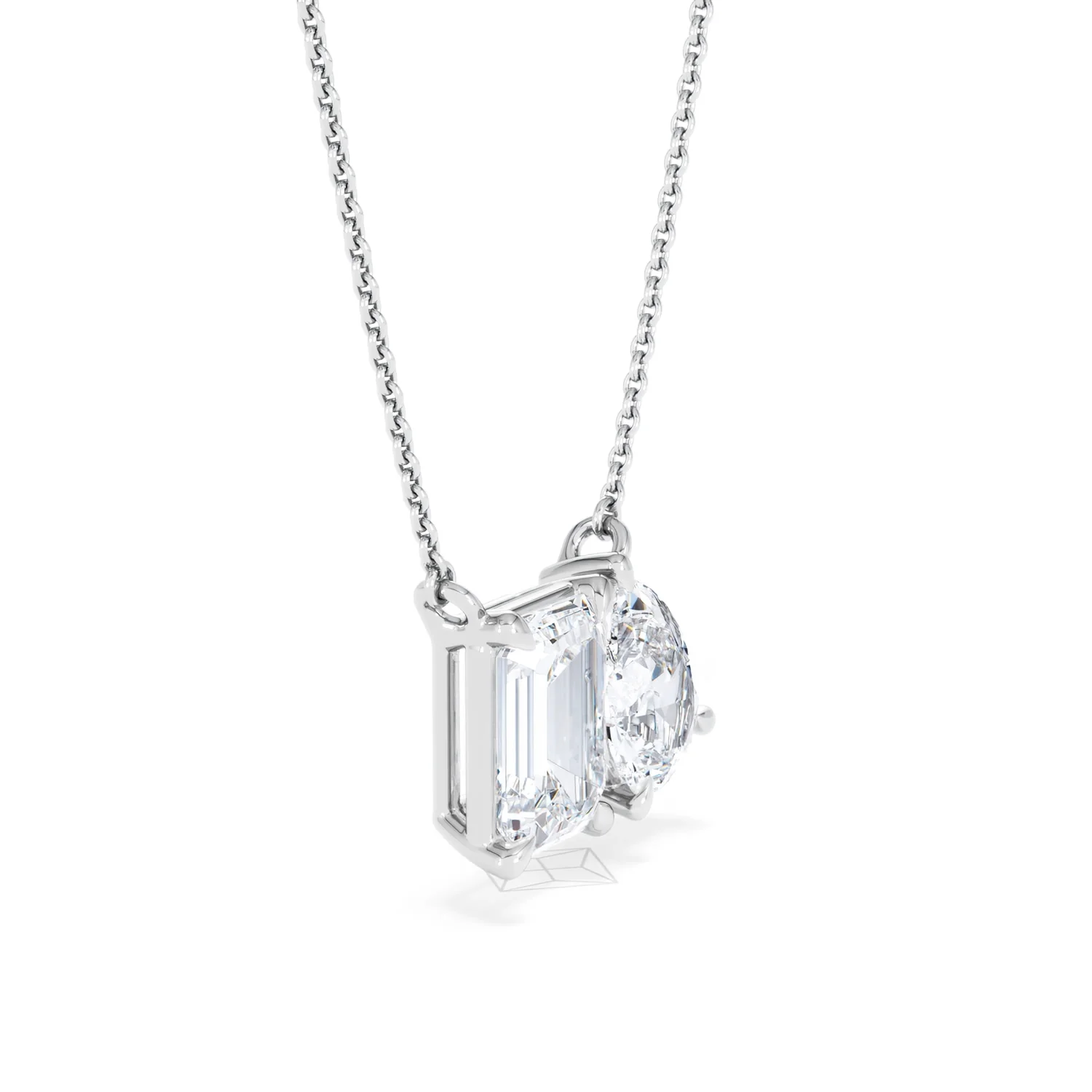 Toi Et Moi 3.00ct Emerald and Pear Cut Lab Diamond 2 Stone Necklace in 18K White Gold - Image 22