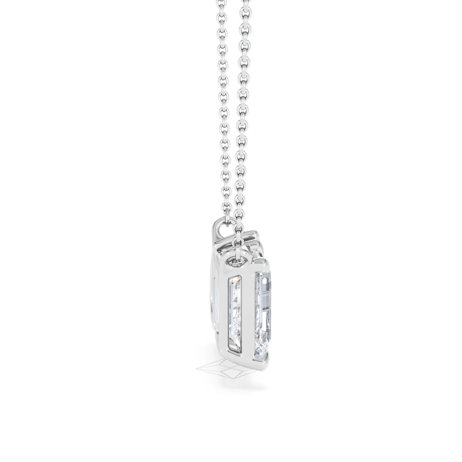 Toi Et Moi 3.00ct Emerald and Pear Cut Lab Diamond 2 Stone Necklace in 18K White Gold - Image 30
