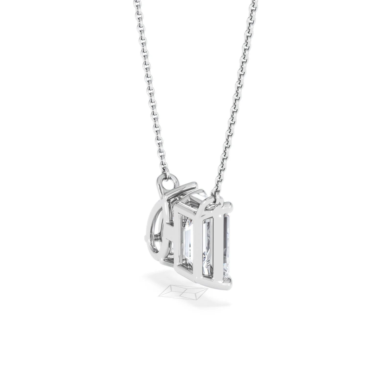 Toi Et Moi 3.00ct Emerald and Pear Cut Lab Diamond 2 Stone Necklace in 18K White Gold - Image 35