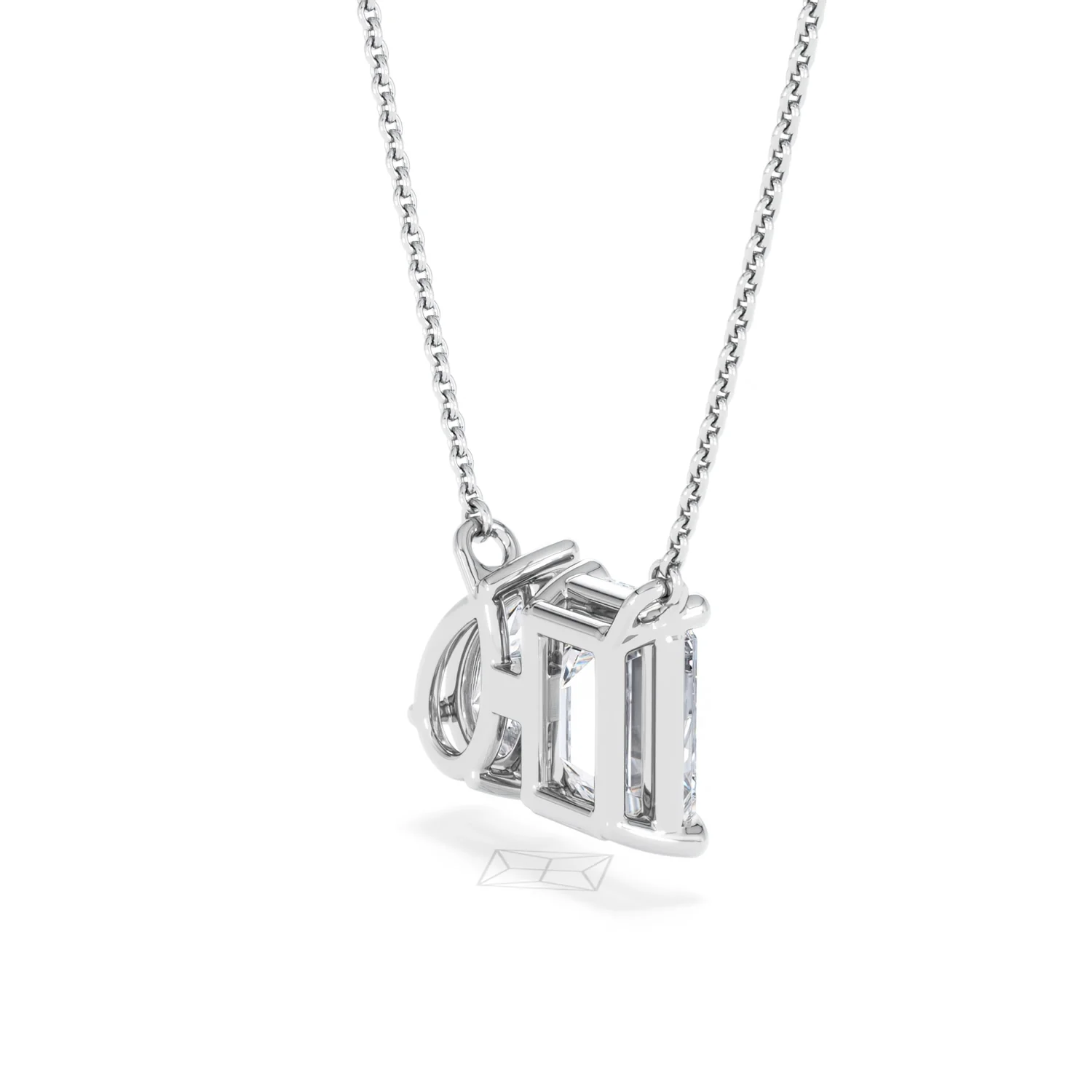 Toi Et Moi 3.00ct Emerald and Pear Cut Lab Diamond 2 Stone Necklace in 18K White Gold - Image 37