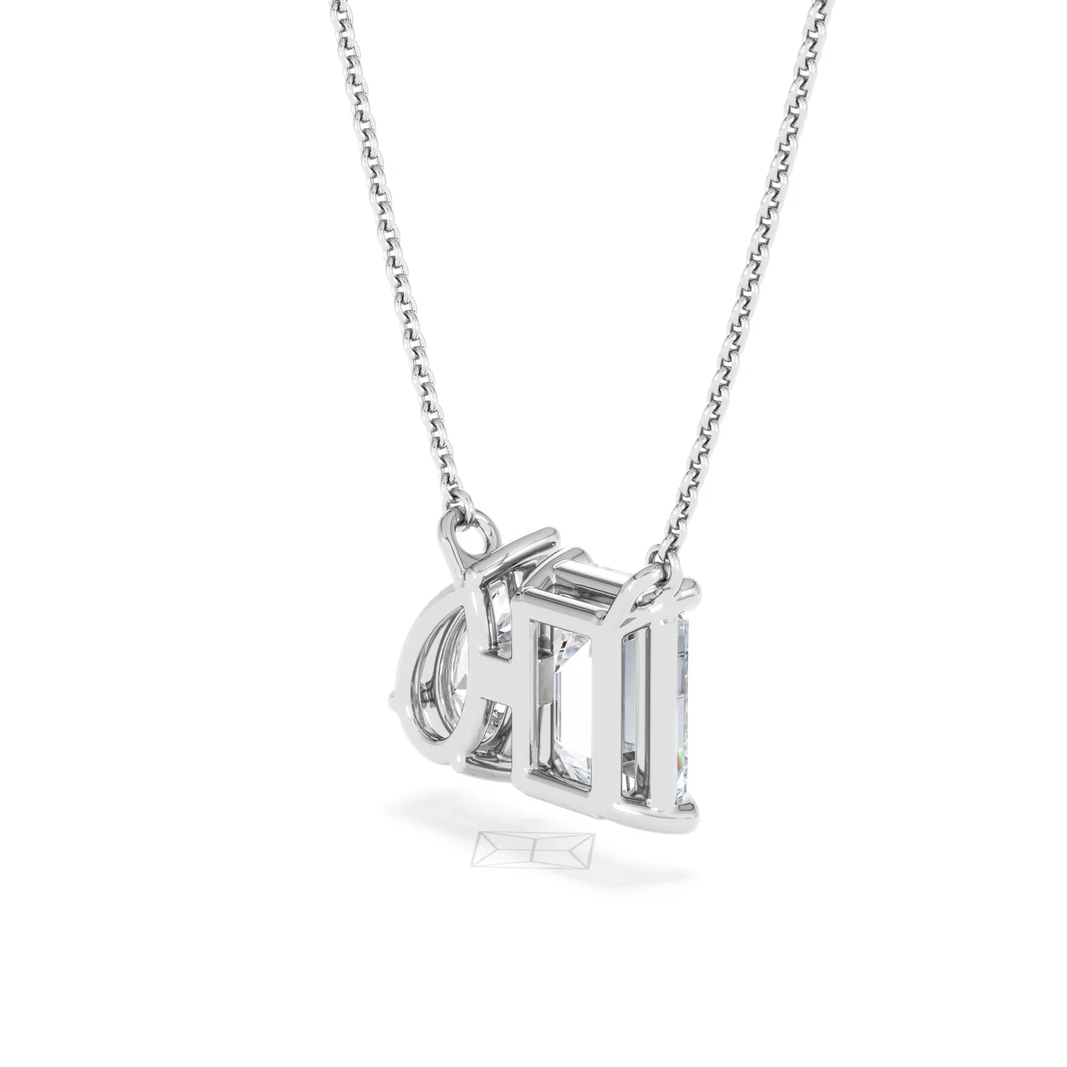 Toi Et Moi 3.00ct Emerald and Pear Cut Lab Diamond 2 Stone Necklace in 18K White Gold - Image 38