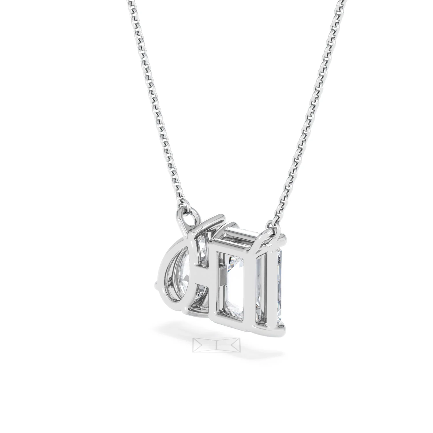 Toi Et Moi 3.00ct Emerald and Pear Cut Lab Diamond 2 Stone Necklace in 18K White Gold - Image 39
