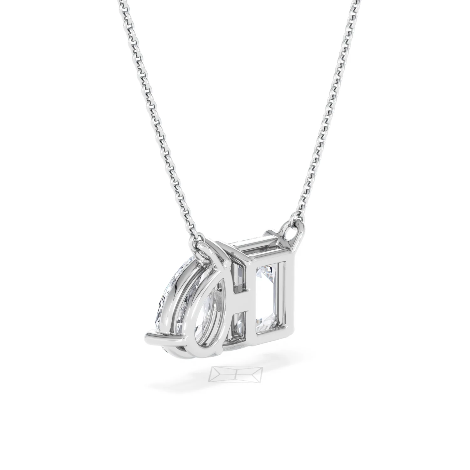 Toi Et Moi 3.00ct Emerald and Pear Cut Lab Diamond 2 Stone Necklace in 18K White Gold - Image 58