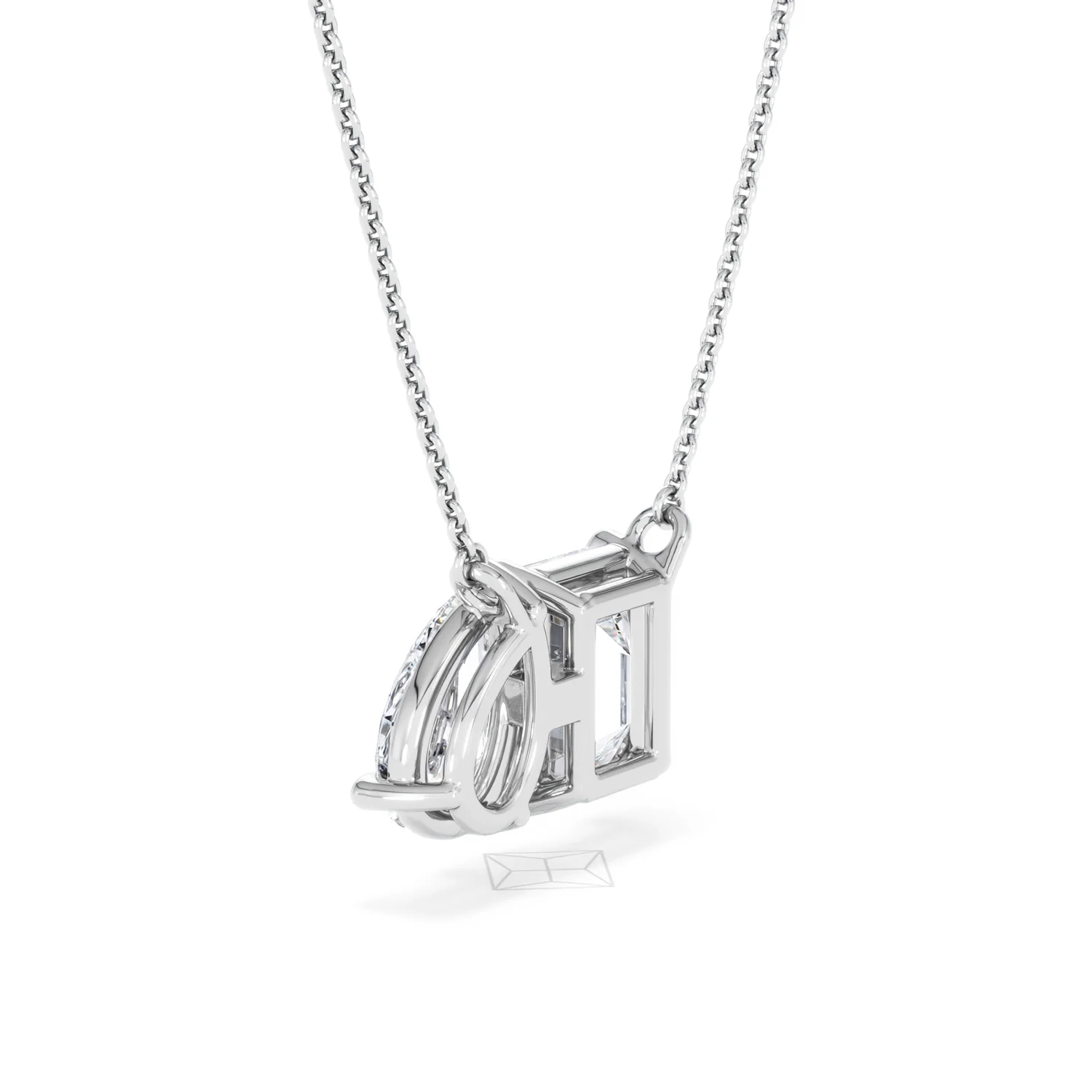 Toi Et Moi 3.00ct Emerald and Pear Cut Lab Diamond 2 Stone Necklace in 18K White Gold - Image 60