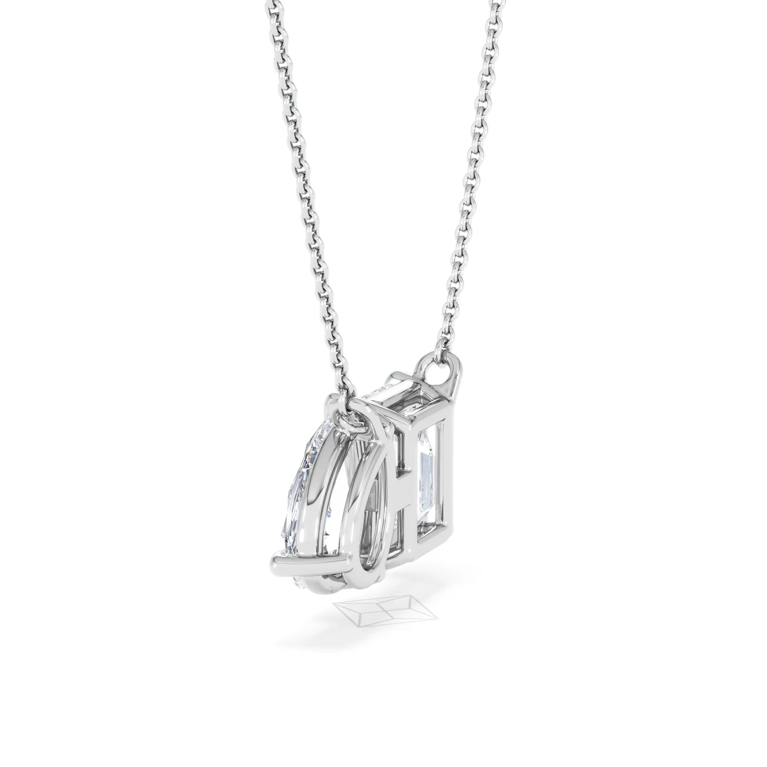 Toi Et Moi 3.00ct Emerald and Pear Cut Lab Diamond 2 Stone Necklace in 18K White Gold - Image 63