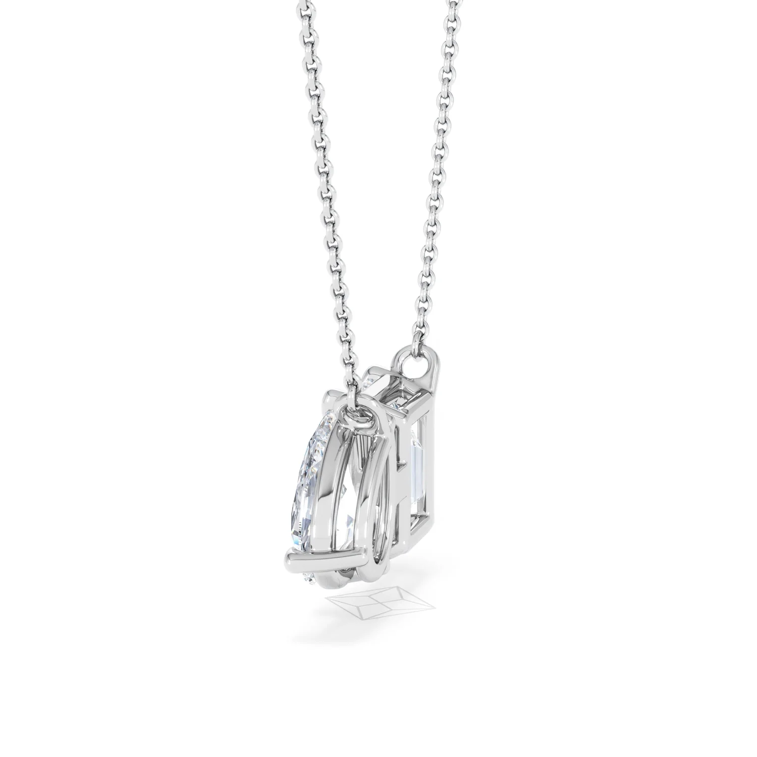 Toi Et Moi 3.00ct Emerald and Pear Cut Lab Diamond 2 Stone Necklace in 18K White Gold - Image 65