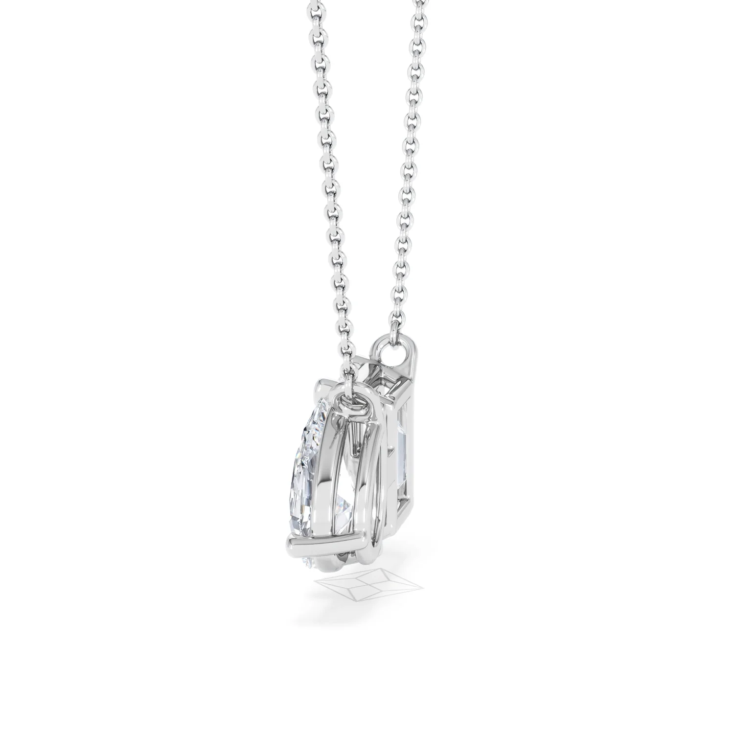 Toi Et Moi 3.00ct Emerald and Pear Cut Lab Diamond 2 Stone Necklace in 18K White Gold - Image 66